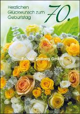 Klappkarte 70. Geburtstag, Rosenstrau